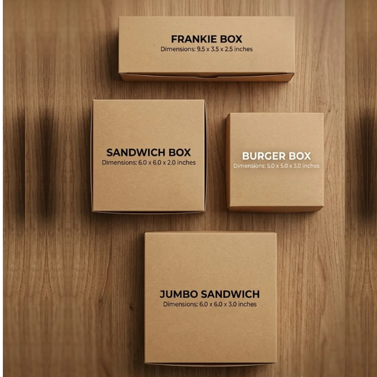 Kraft box packaging - sandwich, burger and frankie boxes
